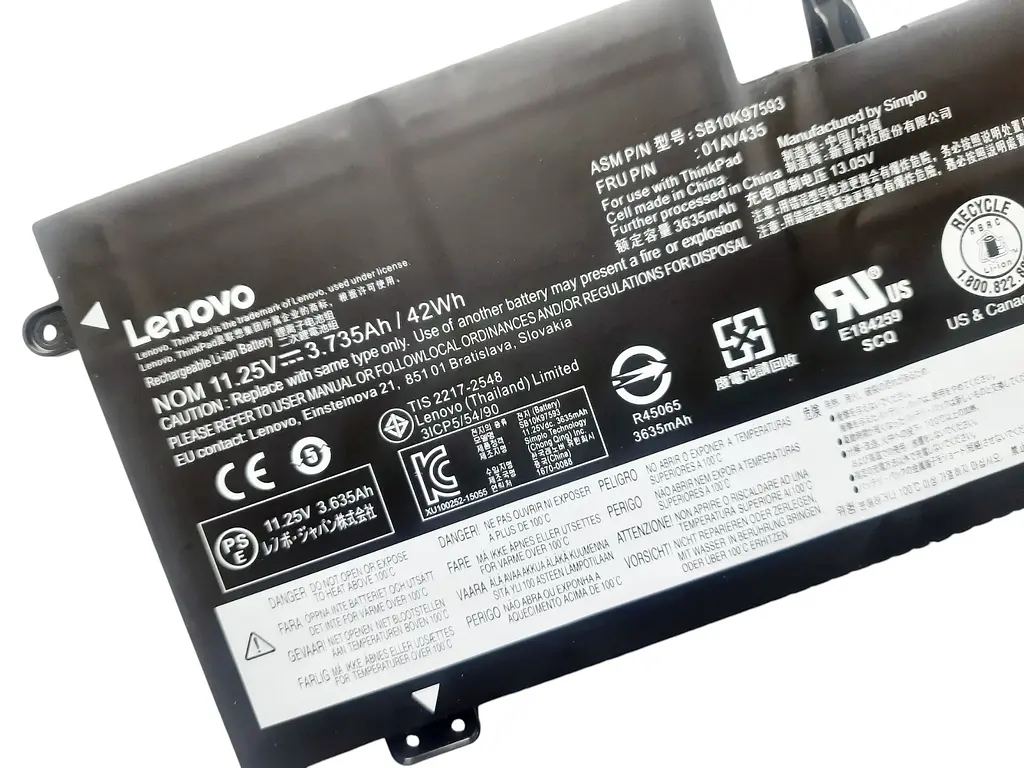 Акумулятор для ноутбука Lenovo ThinkPad 13 (2nd Gen) 01AV435, 3735 mAh (42Wh), 3cell, 11.25V, Li-ion, ORIG - фото 3