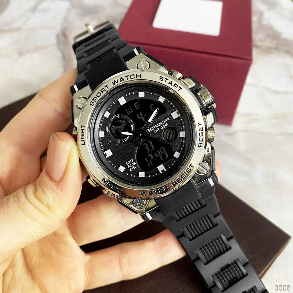 Наручний годинник чоловічий 739 Black-Silver Sanda acs0030962 - фото 4