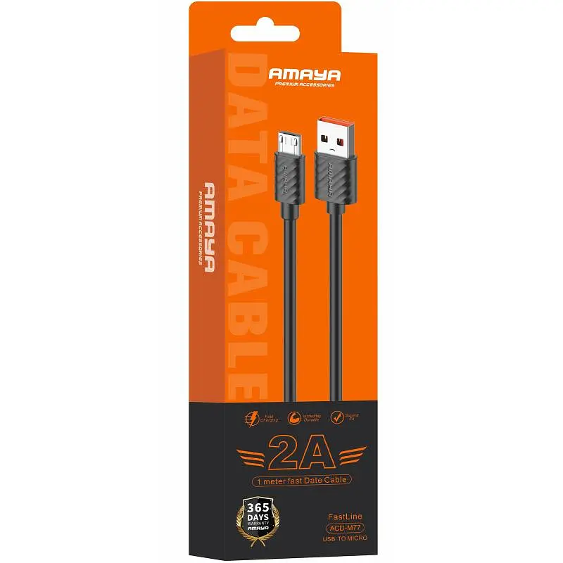 Дата кабель Amaya M77 USB to MicroUSB 2A (1m) Black - фото 2