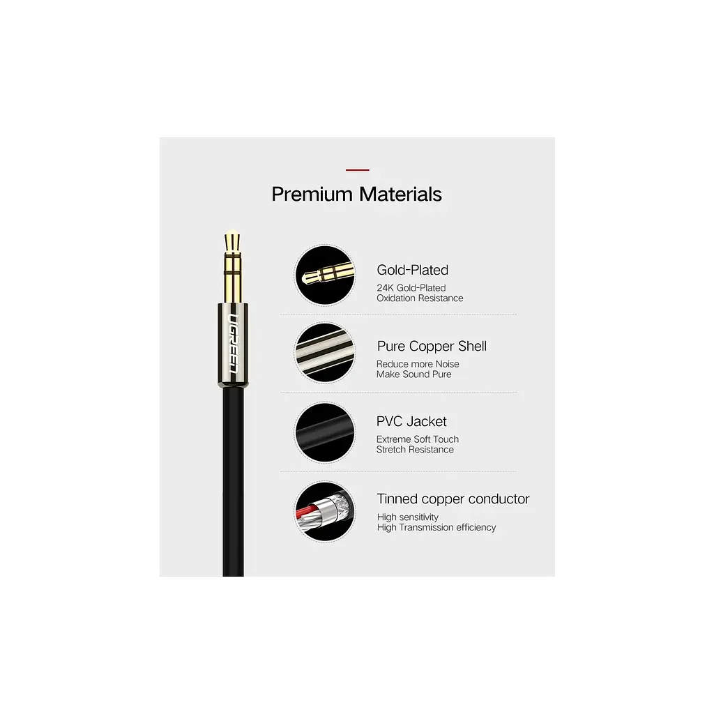 Кабель мультимедійний 3.5mm M to 2xRCA M 1.0m AV116 black Ugreen (10749) - фото 7