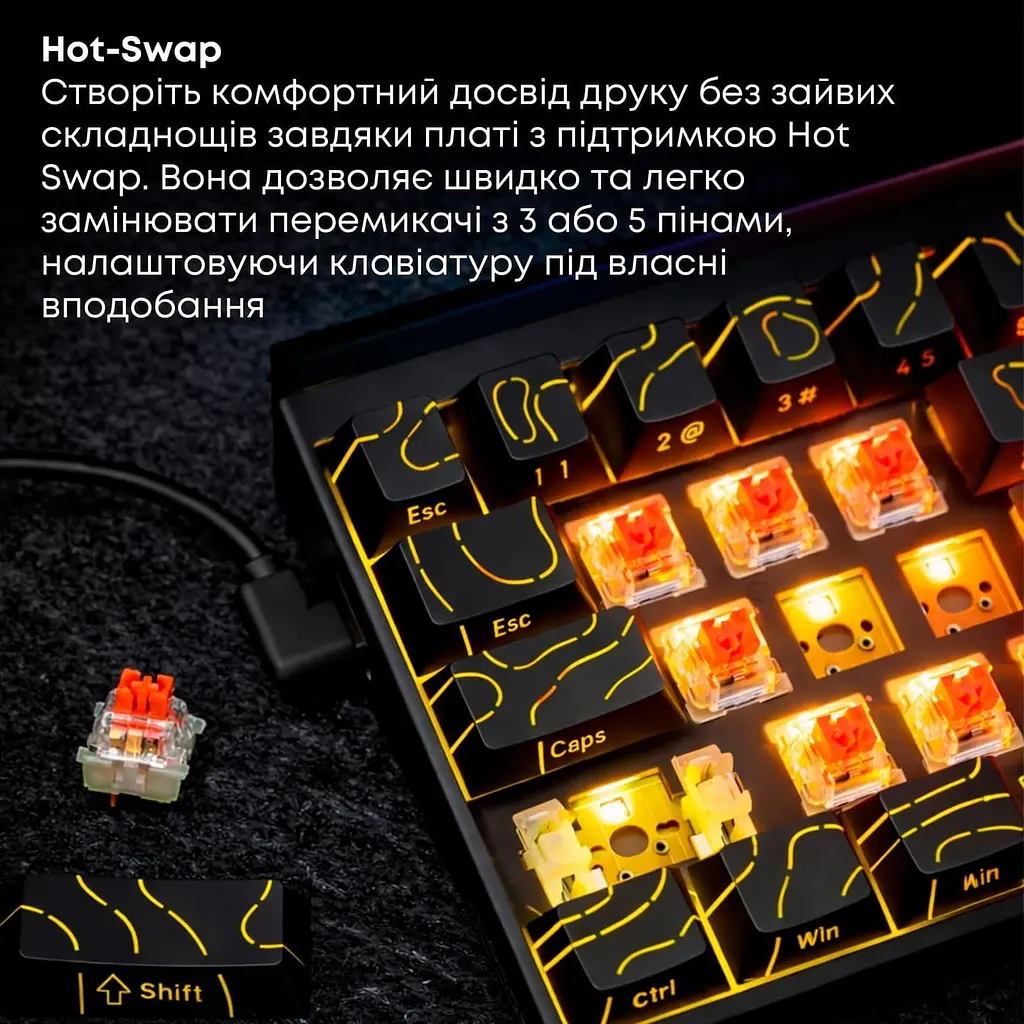 Клавиатура Ajazz NK68 Red switches Side Contour Black (NK68-R-S-B) - фото 7