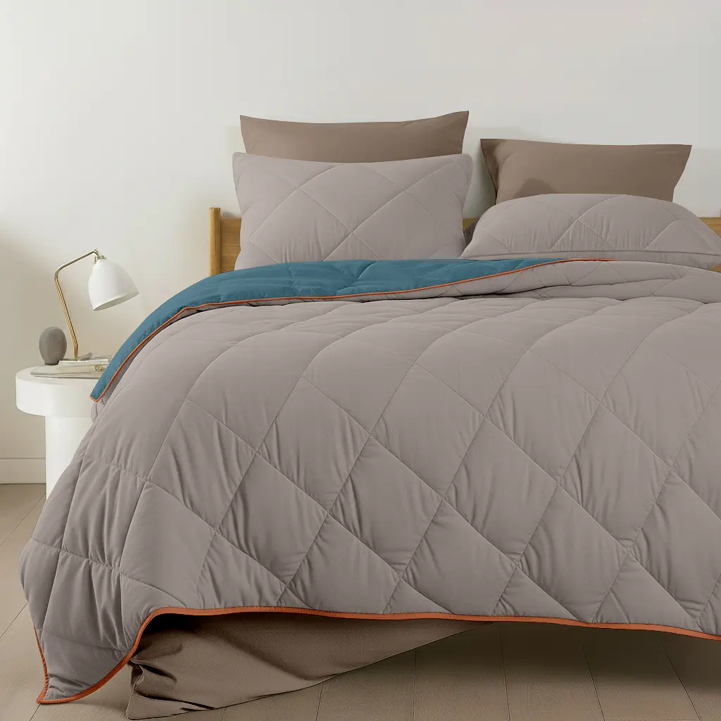 Покривало Cosas TAUPE STONE CS2 200х230 см стьобане двостороннє на ліжко та диван (Blanket_84Quartz_68Sky_kt_75Terrakot_200x230) - фото 4