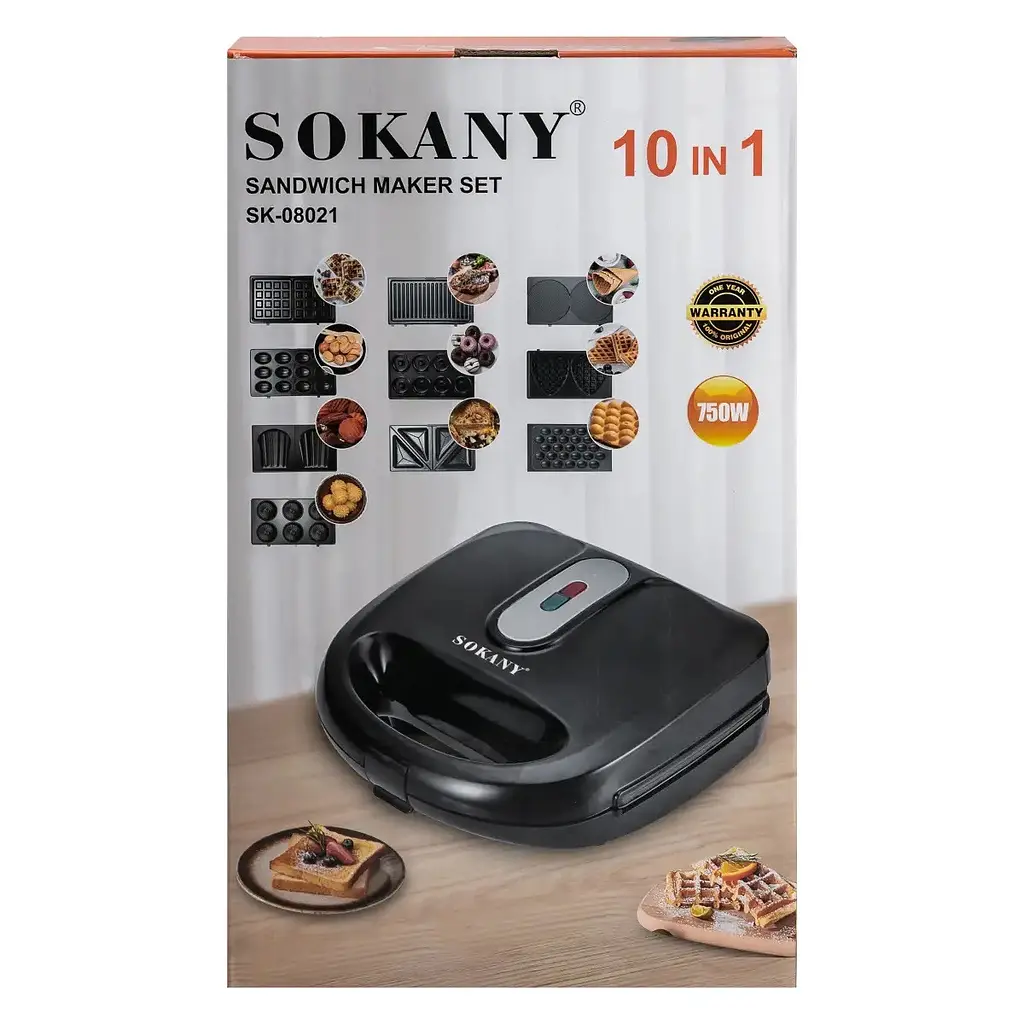 Электрогриль мультимейкер Sokany SK-08021 10в1 со съемными формами 750 Вт - фото 10