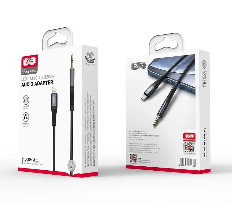 Кабель AUX XO NB-R193A Lightning to 3,5mm adapt audio Black - фото 2