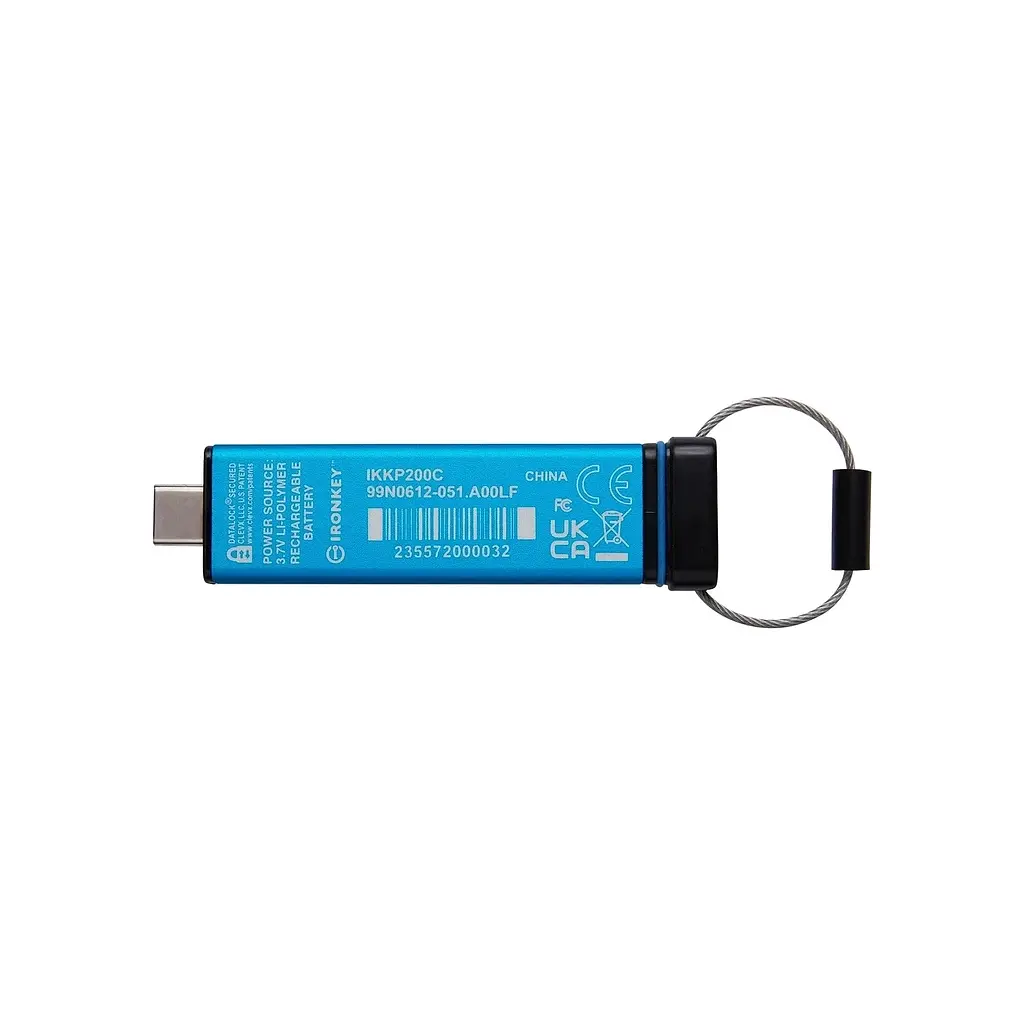 USB флеш накопичувач Kingston 128GB IronKey Keypad 200 Type-C Encrypted Blue USB 3.2 (IKKP200C/128GB) - фото 5
