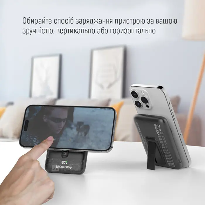 Повербанк ColorWay MagSafe 10000 mAh 22.5W Black (CW-PB100LPA3BK-WPDD) - фото 7