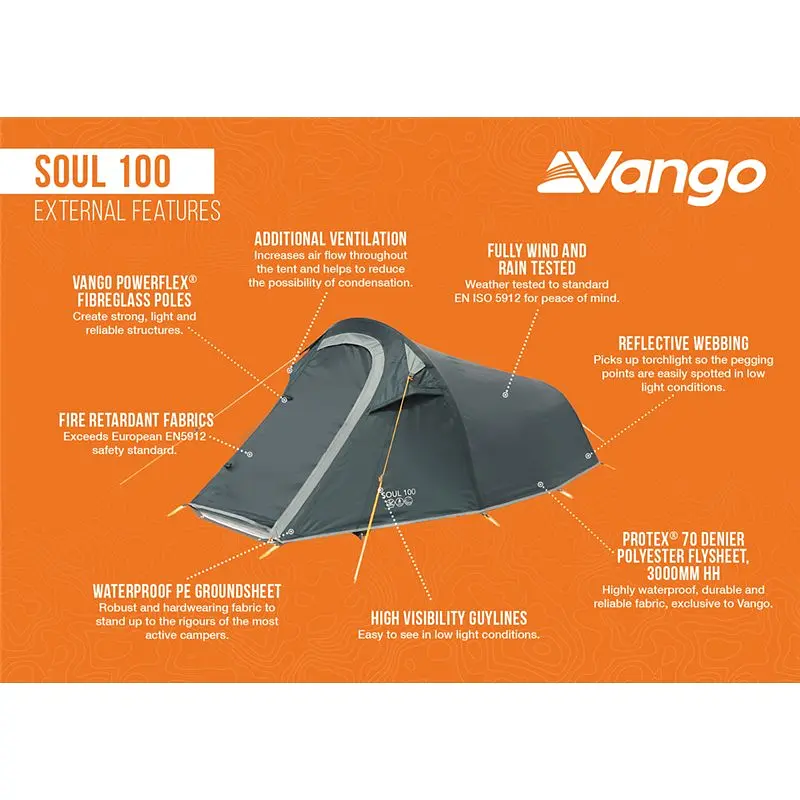 Намет одномісний Vango Soul 100 Deep Blue (TEUSOUL00000001) - фото 15