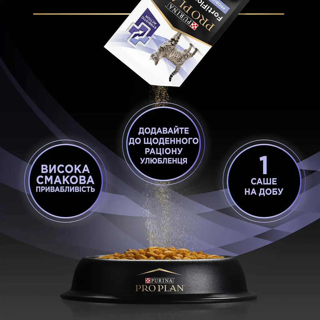 Пробіотик з пребіотиком для дорослих котів та кошенят Purina Pro Plan FortiFlora Plus для підтримання нормальної міклофлори кишечника 45 г (30 x 1.5 г) - фото 8