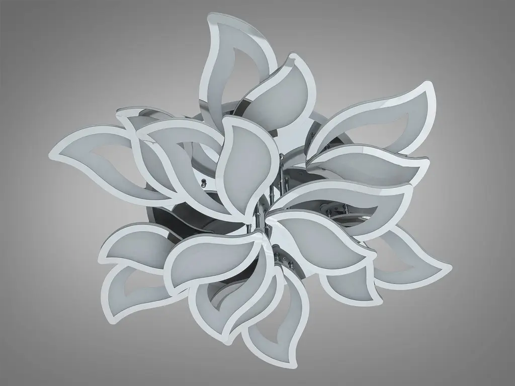 Витончена стельова LED-люстра-квітка Diasha 9033/6+3HR, гальваніка, 225W, підсвітка, димер, пульт - фото 6