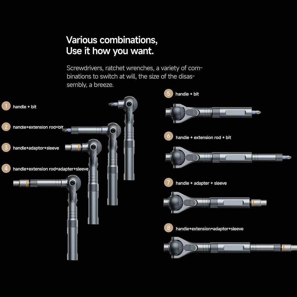 Викрутка з комплектом біт Duka RS-2 Ratchet Screwdriver Set 40in1 [155038] - фото 4
