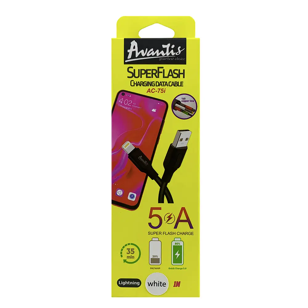 Кабель Avantis AC-75i Super Flash USB – Lightning- білий - фото 5