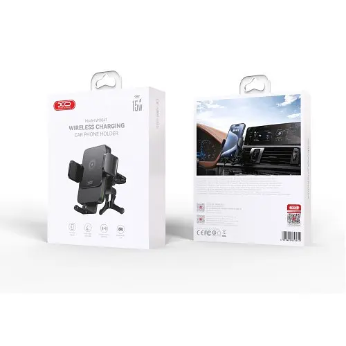 Автотримач XO WX041 Dual Arm Air Outlet 15W Wireless Charger Сірий - фото 2