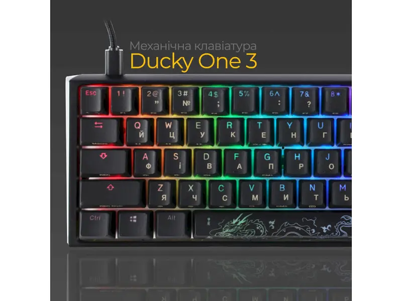 Клавіатура Ducky One 3 Mini Cherry MX Silent Red RGB UA USB Black (DKON2161ST-SUAPXCLAWSC1) - фото 12