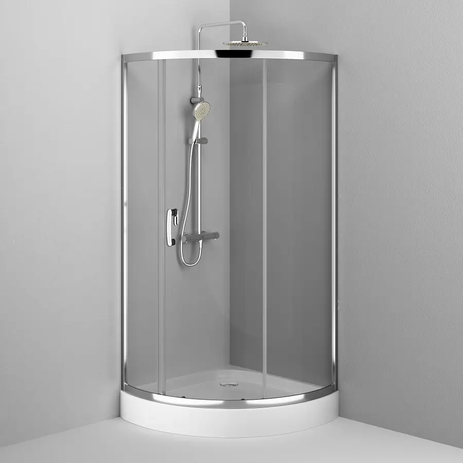 Душова кабіна Am.Pm Like 90x90 см скло прозоре без піддону хром матовий W83UG-315-090MT, Хром матовий, Універсальна, прозрачний, хром матовий - фото 7