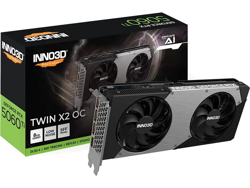 Видеокарта Inno3D GeForce RTX 5060 Ti 8GB TWIN X2 OC (N506T2-08D7X-193075N) - фото 2