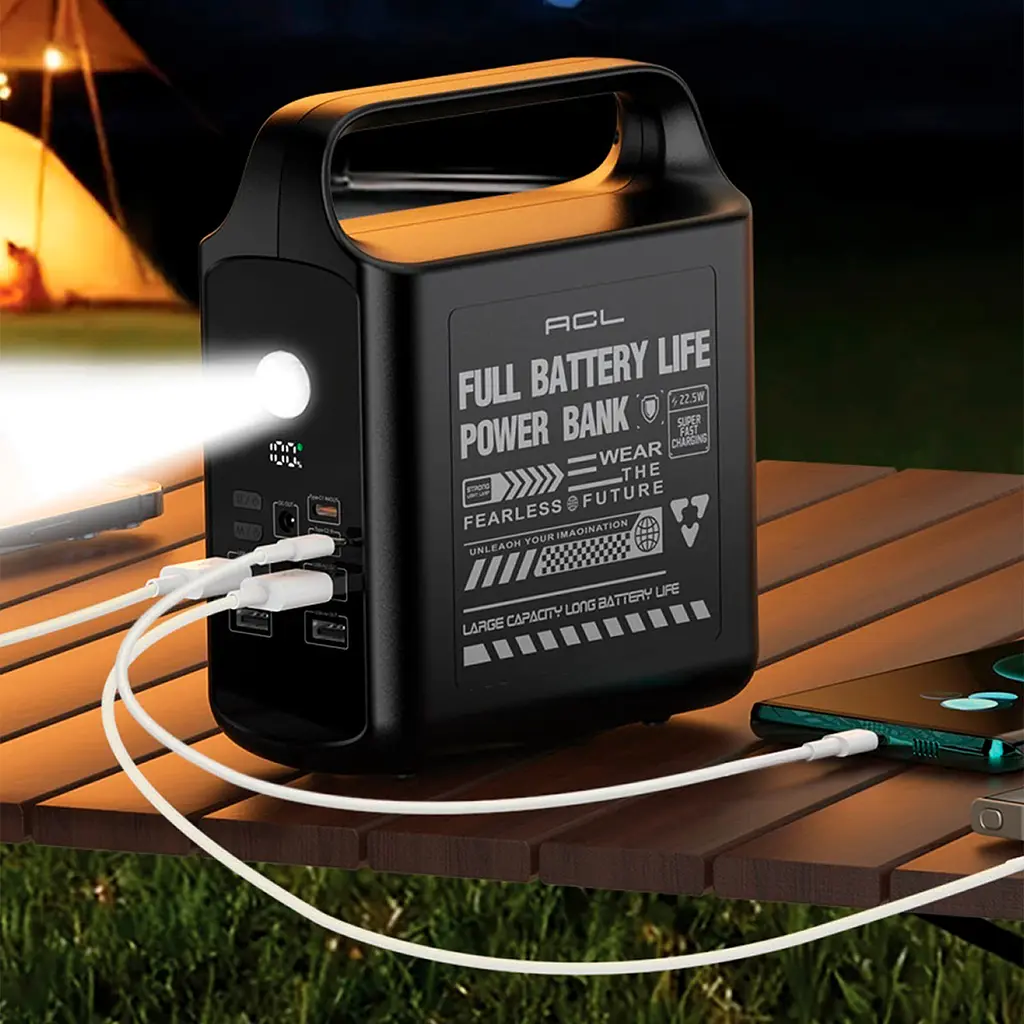 Павербанк ACL PW-155 CORE+ 100000 мА·год 22.5W Power Bank зі швидкою зарядкою, 4 USB, 2 Type-C, вбудованими кабелями та LED-світильником Чорний (UFTPW-155) - фото 3
