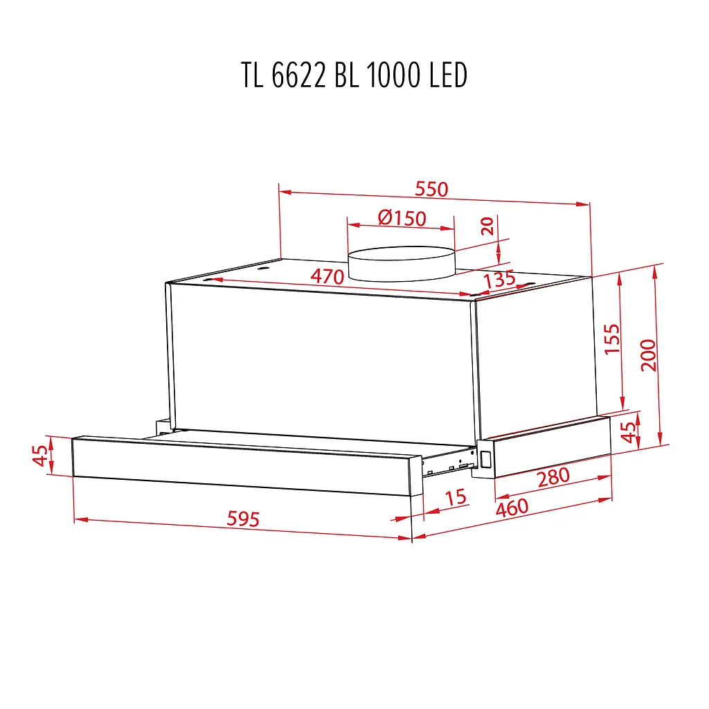 Витяжка телескопічна PERFELLI TL 6622 BL 1000 LED - фото 12
