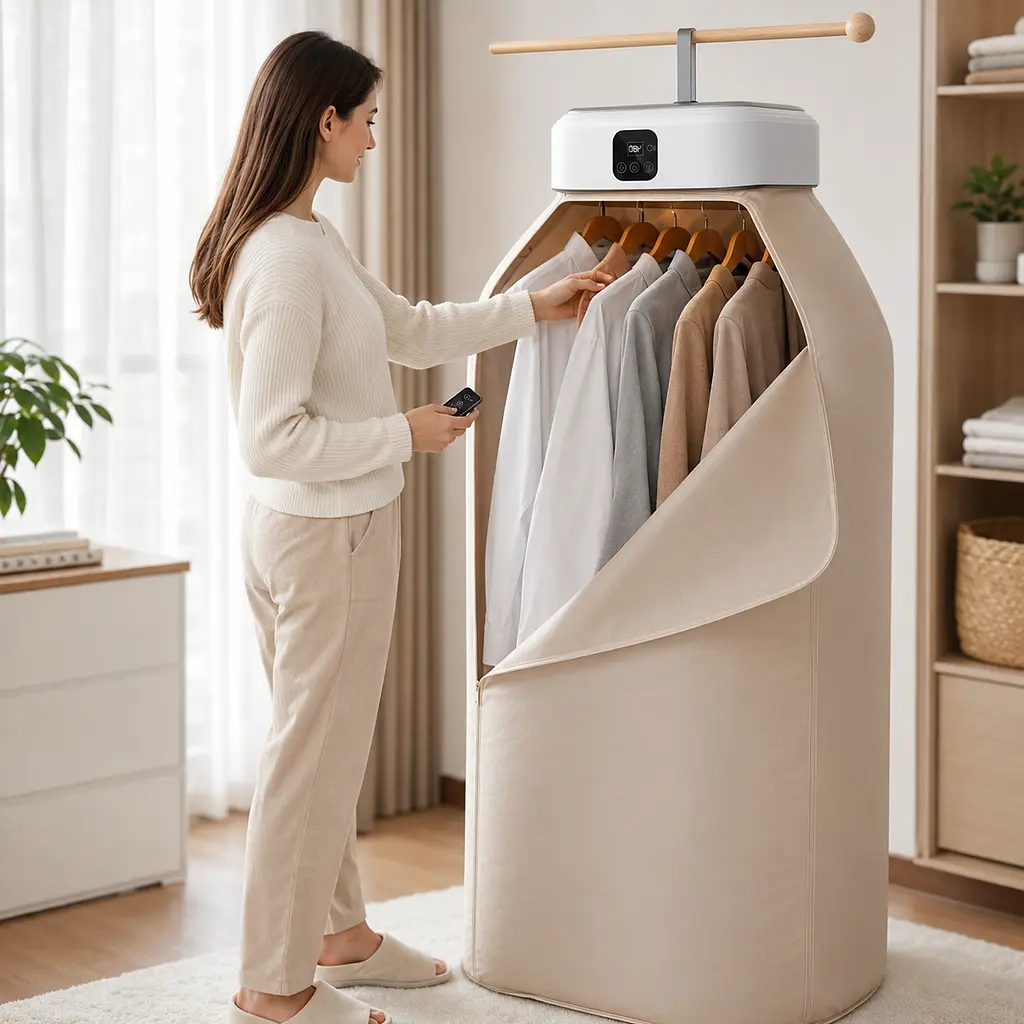 Вертикальна електросушарка для одягу з гарячим повітрям dryer AND XL-1187 / Побутова електрична сушарка для білизни з чохлом та таймером - фото 4
