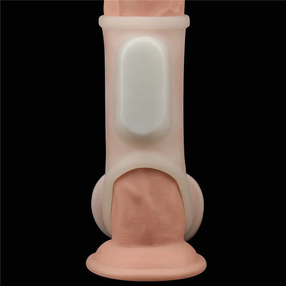Насадка на член - Vibrating Silk Knights Ring With Scrotum Sleeve White - фото 3