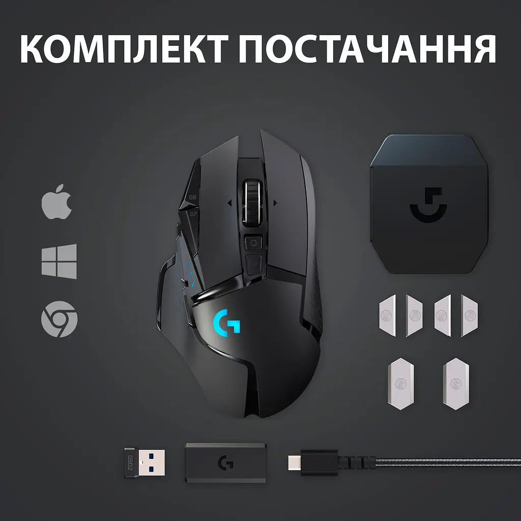 Миша Logitech G502 Lightspeed Black (910-005567) [64932] - фото 8