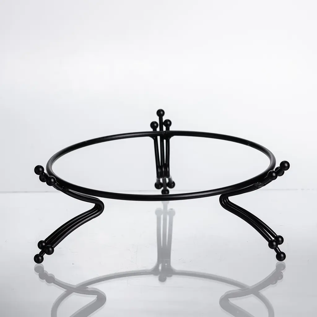 Фруктовница фарфоровая на металлической подставке 20 см Черный Yiwu LB-1570B - фото 4