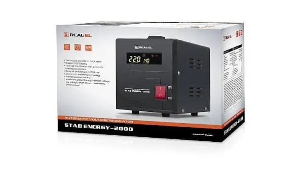 Стабілізатор напруги REAL-EL Stab Energy-2000 2000VA 1600W вхідна напруга 220V+/-20% Чорний - фото 6
