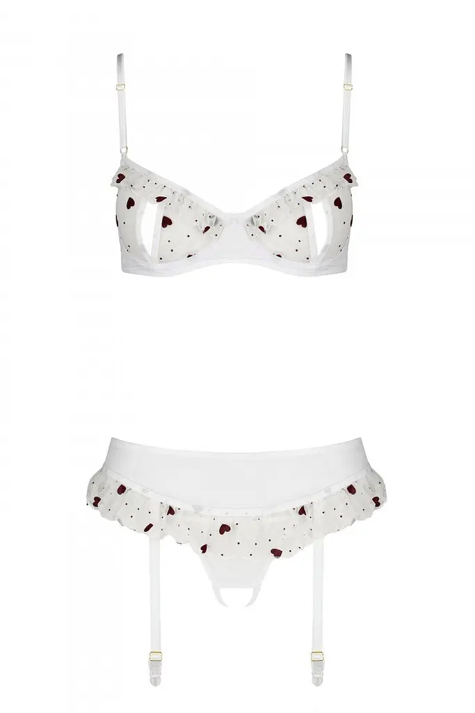 Комплект білизни Passion Lovelia Set, L/XL (білий) - фото 6