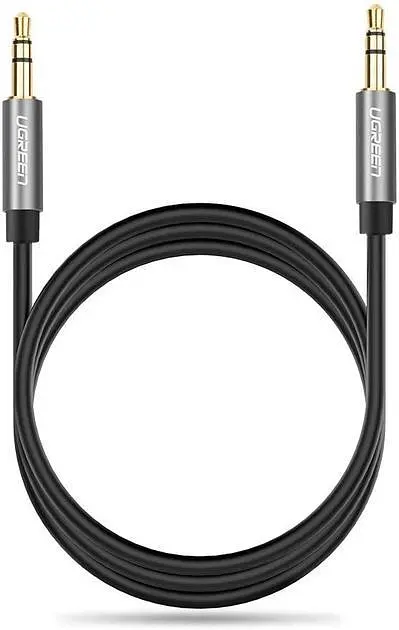 Кабель аудіо Ugreen AV119 3.5 mm AUX круглий та прямі штекери 1M Black (10720) - фото 2