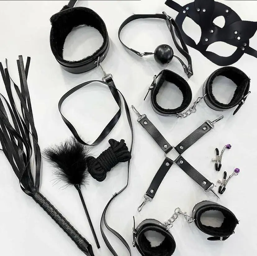 Набор для BDSM 10 элементов бандажа для таинственных игр Черный K000474 - фото 3