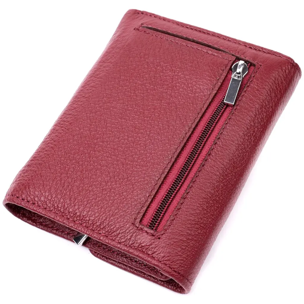 Шкіряний жіночий гаманець із монетницею ST Leather 19480 бордовий - фото 5