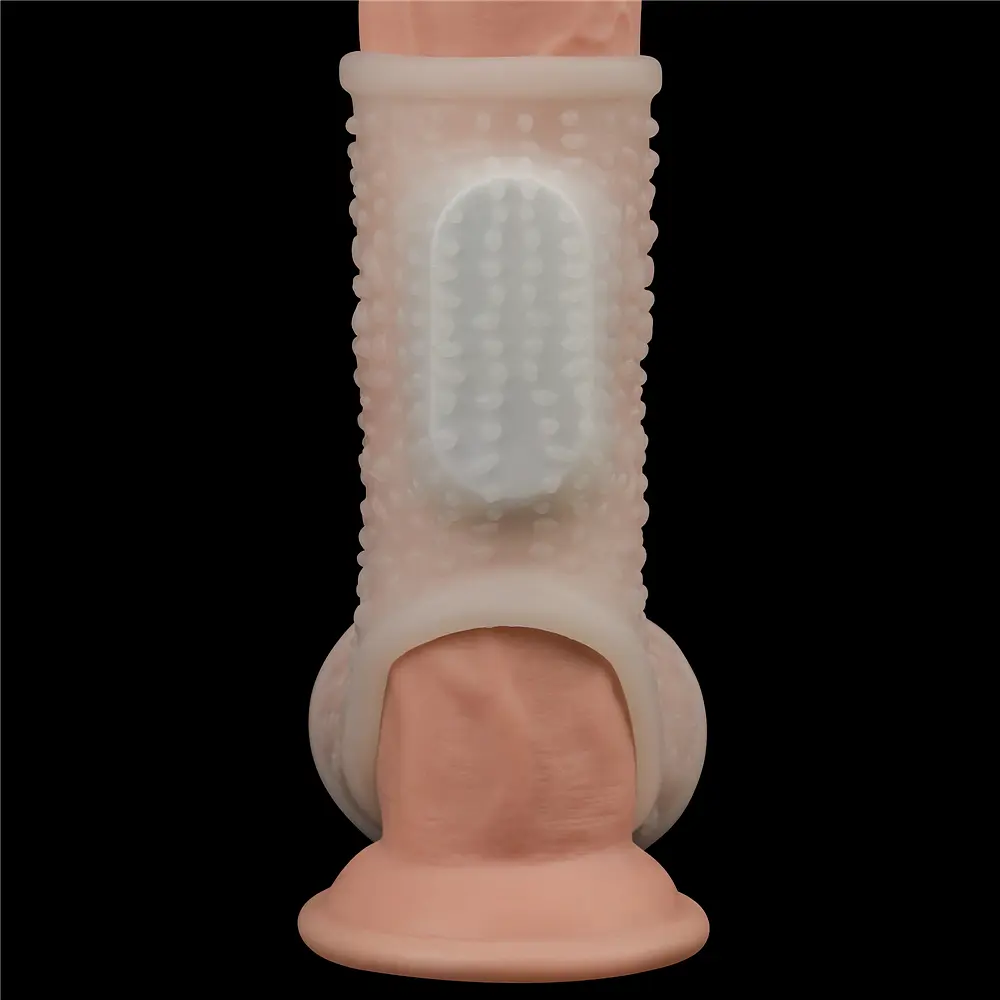 Насадка на член - Vibrating Drip Knights Ring With Scrotum Sleeve White - фото 6