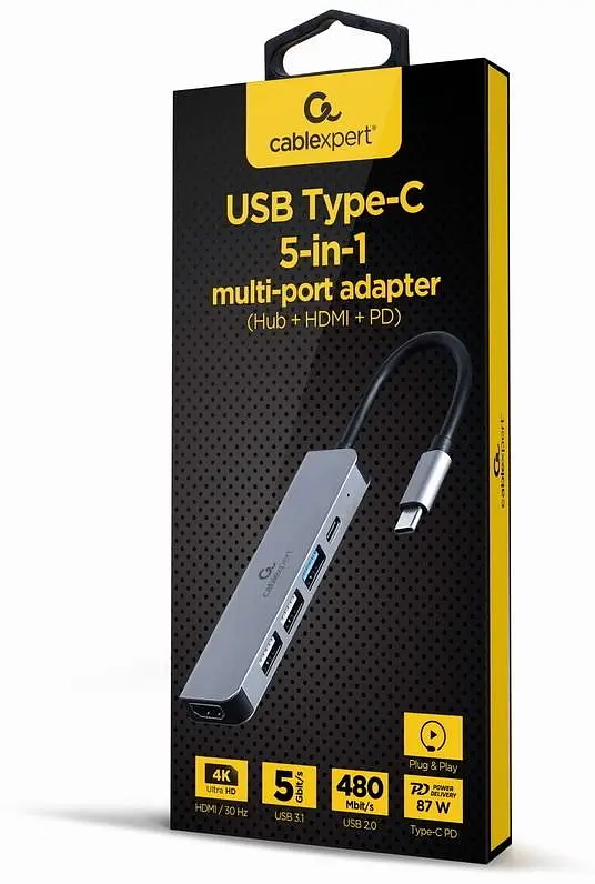 USB-хаб Cablexpert A-CM-COMBO5-03 USB Type-C 5-в-1 (A-CM-COMBO5-03) - фото 2