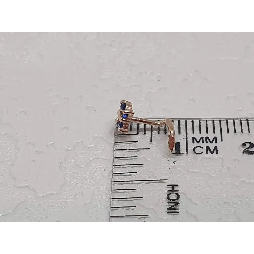 Золотая серьга-пирсинг в нос Dear с фианитами. 1041.11 Синий - фото 3