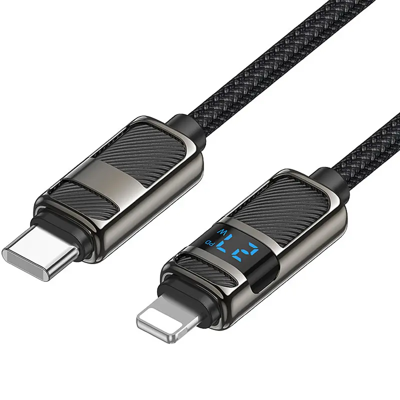 Дата кабель Hoco U137 Line with display Type-C to Lightning 27W (1.2m) Black - фото 2
