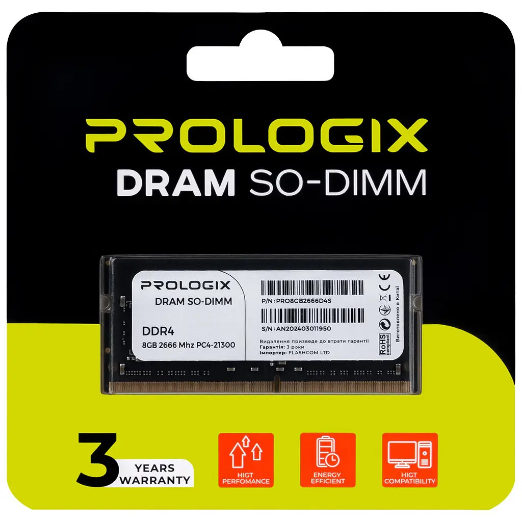 Модуль пам'яті для ноутбука SoDIMM DDR4 8GB 2666 MHz Prologix (PRO8GB2666D4S) - фото 4