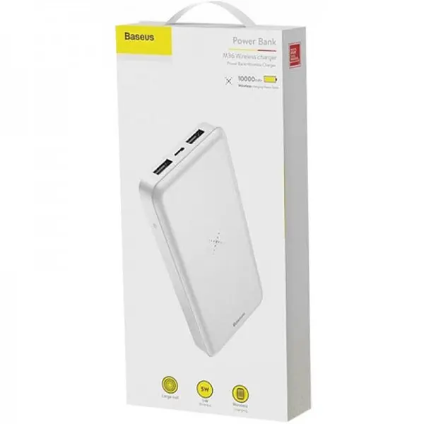Портативна батарея Powerbank Baseus M36 Wireless Charger 10000 mAh PPALL-M3602 White - фото 2