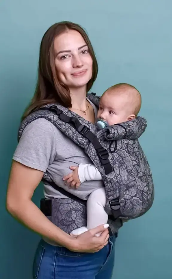 Эрго рюкзак регулируемый с рождения 0 - 18 месяцев "Adapt" Coolbabka Серый Leaf - фото 2