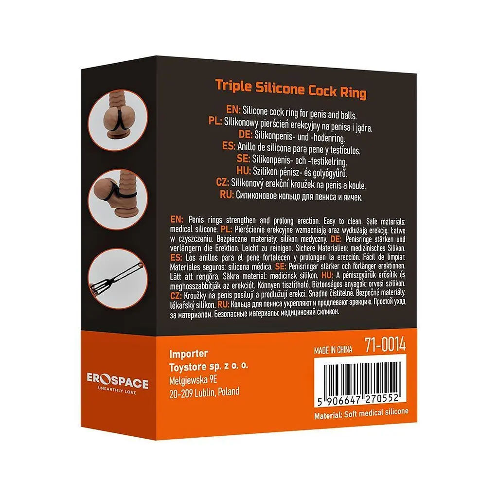 Ерекційне кільце Erospace Men’s Play Triple Silicone Cock Ring B14 - фото 12