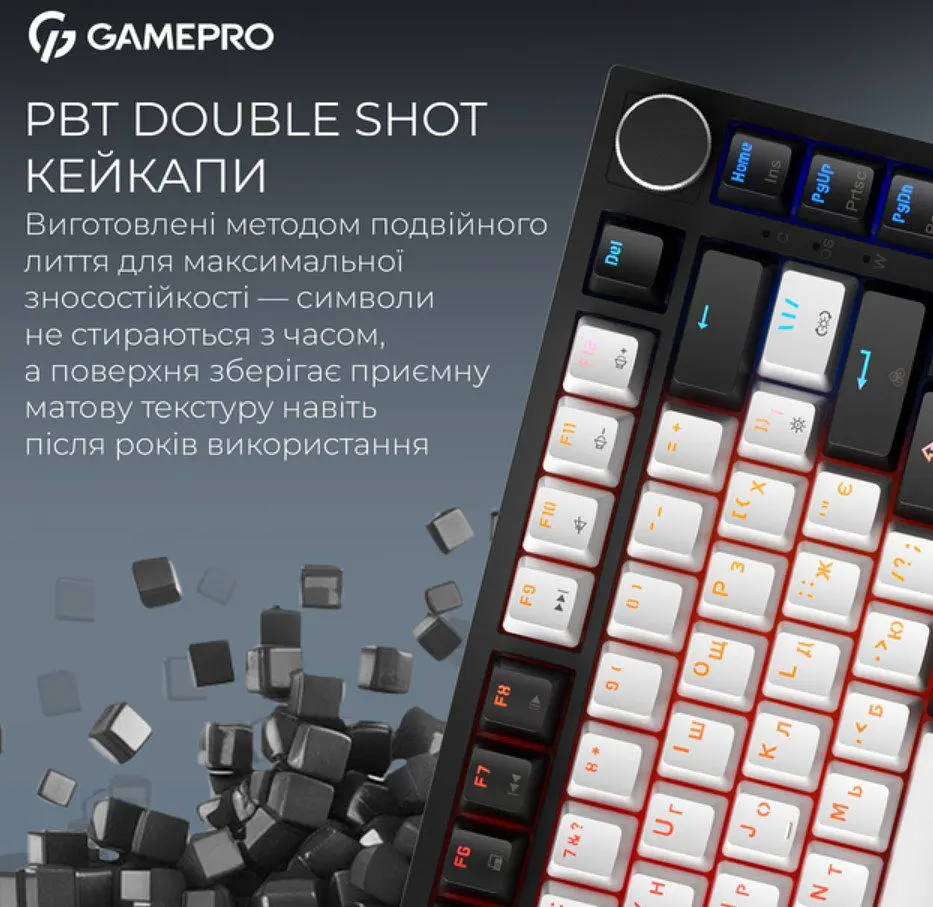 Клавіатура ігрова механічна GamePro MK-160-B MAX USB Hot-Swap Outemu Magnetic Switch Black-White - фото 8