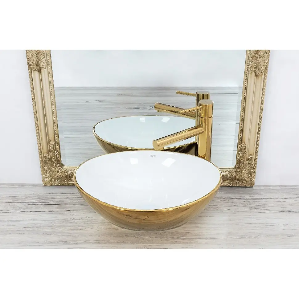 Умивальник Rea Sofia 34,5x40,9 gold/white (REA-U0456) - фото 2