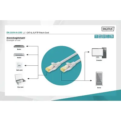Патч-корд 15м, CAT 6a S-FTP, AWG 26/7, Cu, LSZH, grey Digitus (DK-1644-A-150) - фото 4