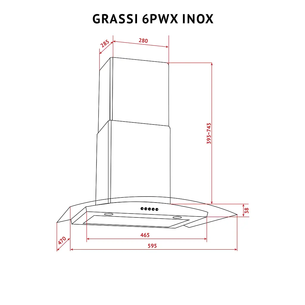Витяжка декоративна зі склом Perfelli GRASSI 6PWX INOX - фото 12