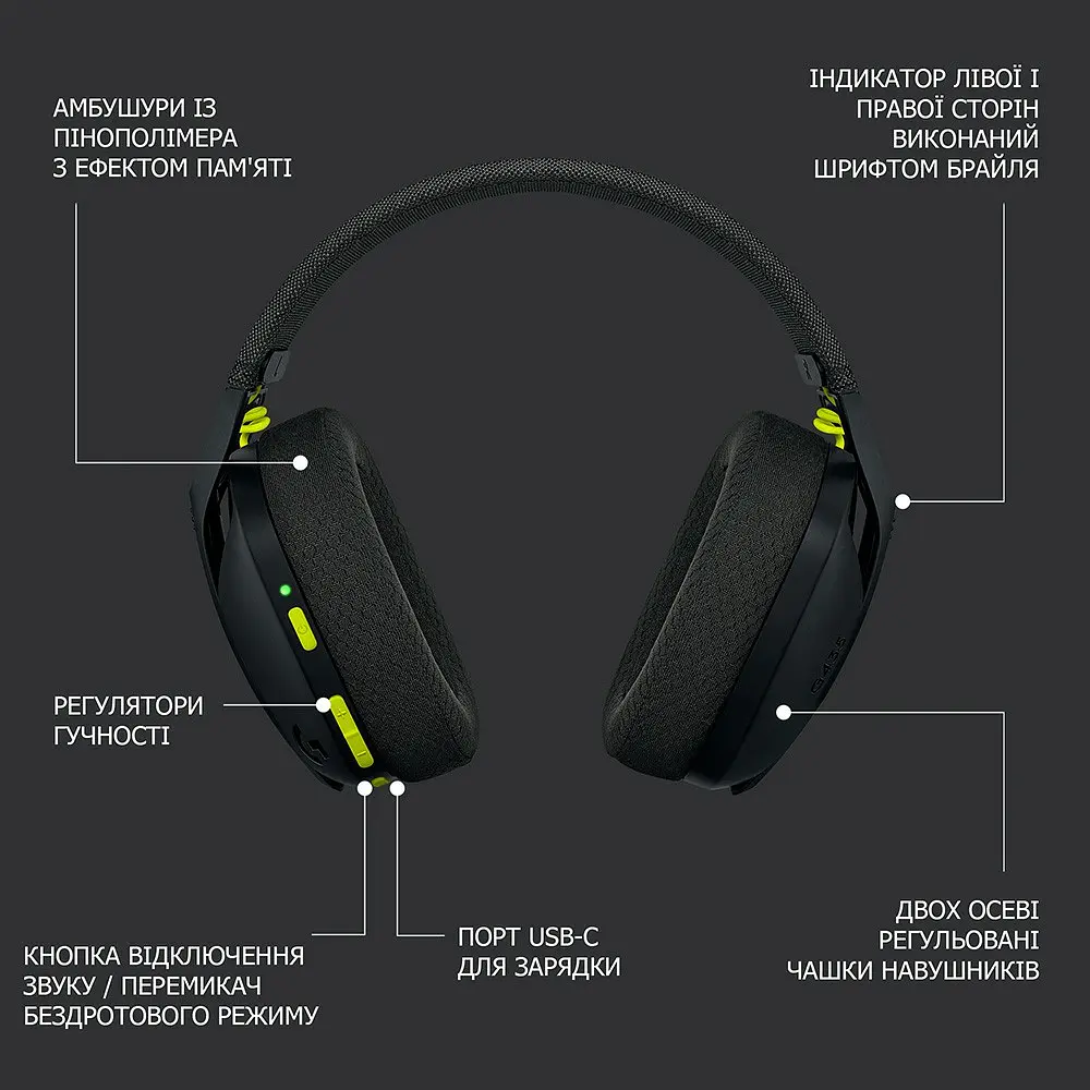 Навушники Logitech G435 LIGHTSPEED Black (981-001050) - фото 9