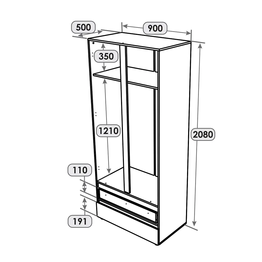Шафа дводверна Еверест ШЛ-2 Лайт Дуб Крафт білий (DTM-071084) - фото 5
