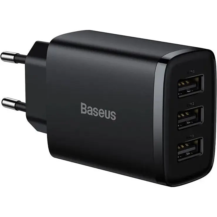 Зарядное устройство Baseus Compact Charger 3U 17W EU black (CCXJ020101) - фото 2