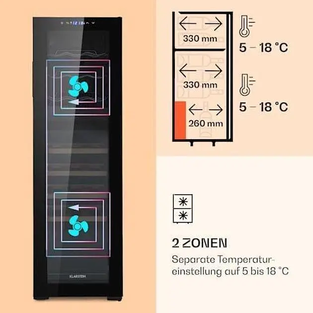 Винный холодильник Klarstein Bovella 27 Duo+ 74 л (10035697) - фото 5