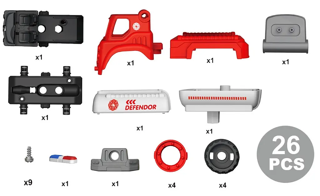 Конструктор DIY Spatial Creativity Пожарная цистерна LM9035, красный (CJ-1614180) - фото 3