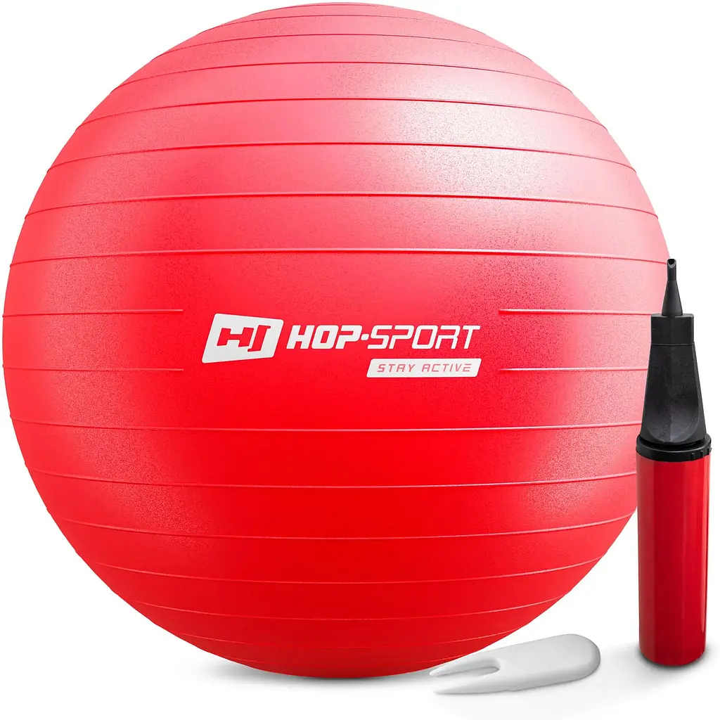 Фітбол Hop-Sport 65см червоний + насос 2020 - фото 2