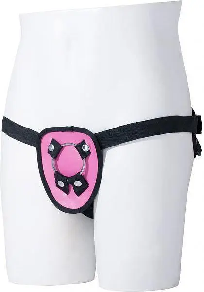 Трусики для страпона, страпон-харнес з кільцями HARNESS Strap On Harness Pink — рожеві, 2 металеві кільця - фото 2