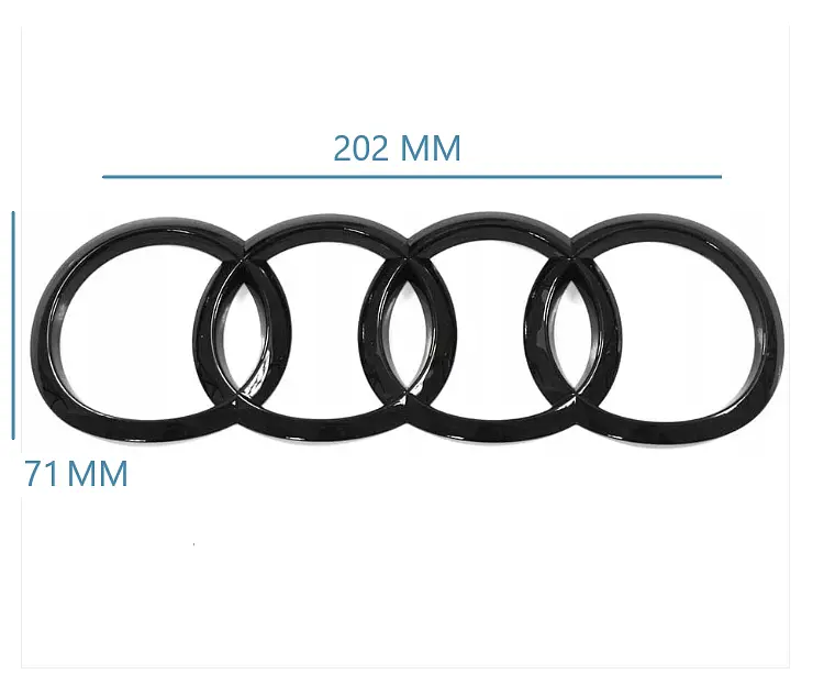 Емблема задня Audi Чорна Глянець 202х81 мм на скотчі ПОЛУСФЕРА (Завод) - фото 2